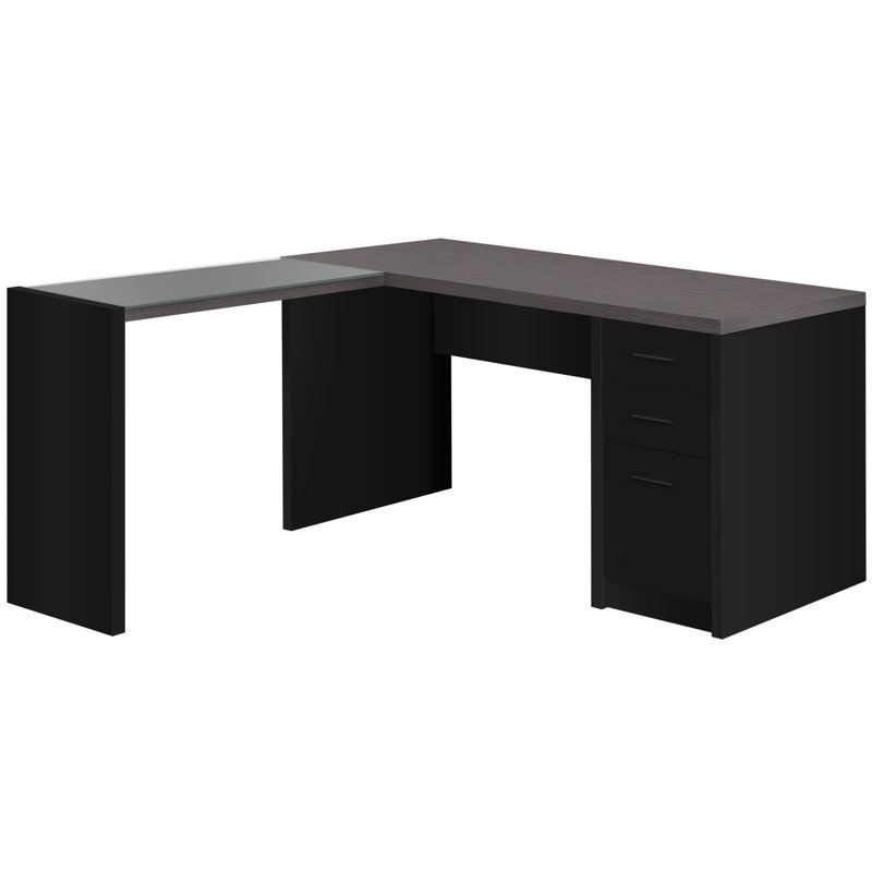 Lile Computer Desk, Home Office, Corner, Storage Drawers, L Shape, Work, Laptop, Laminate, Black