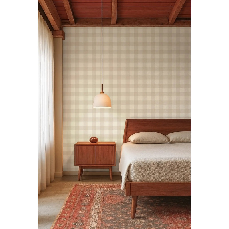 Washed Gingham, Champagne, Peel & Stick