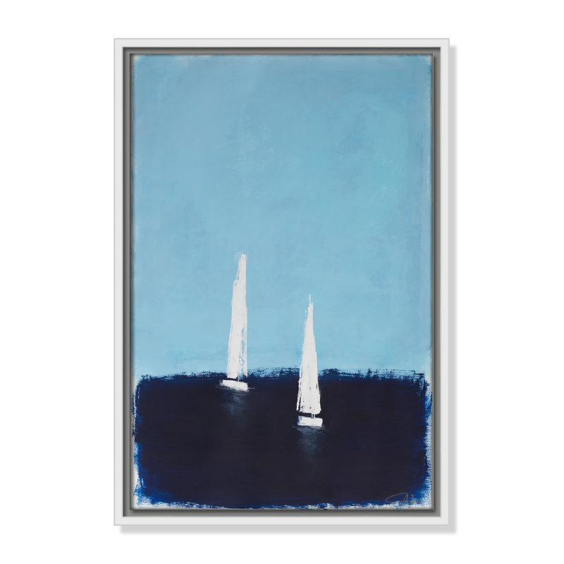 «Morning Sails II» par , Framed Canvas, 13.5'' W x 19.5'' H, Flotteur blanc