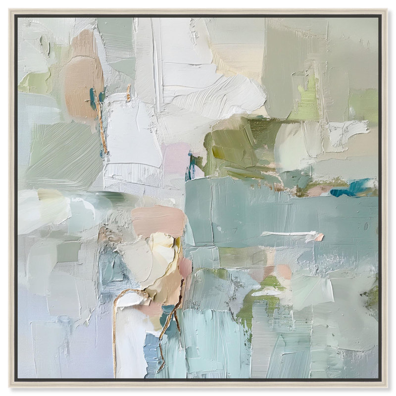 Jade Sweep I Canvas Minimal Abstracts by Art Remedy, 31" H x 31" W, Floater Framed Print, Gold