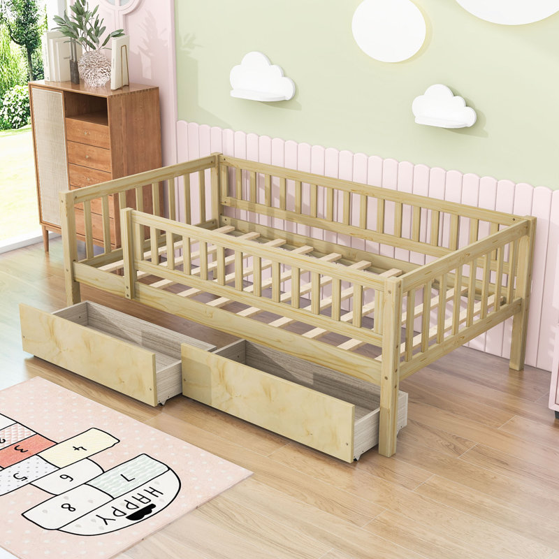 Lit de jour en bois Rowanne, Naturel, Lit simple
