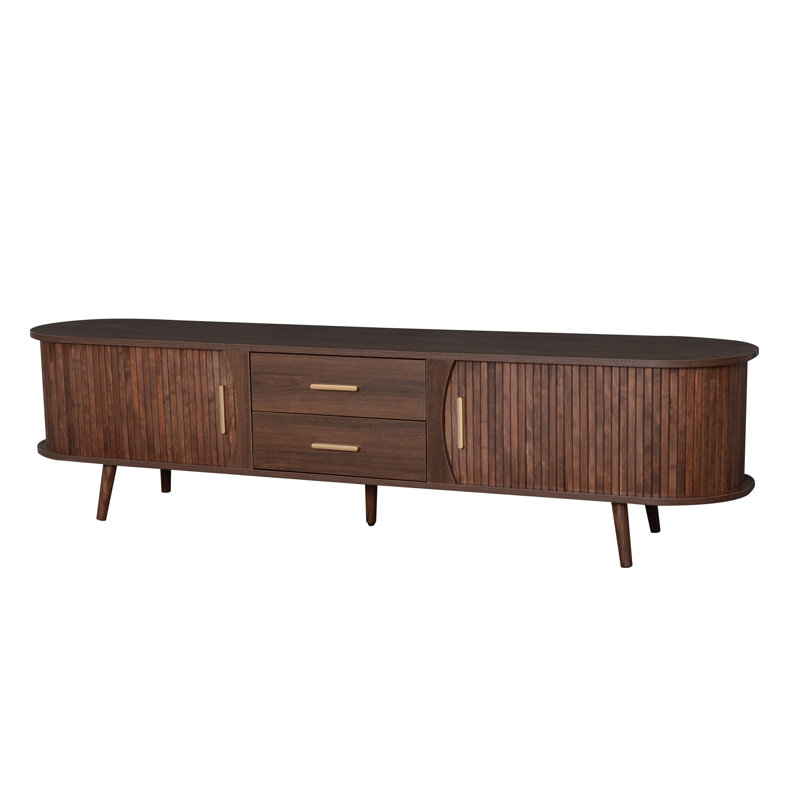 Mid-Century Modern TV Stand For 80" TV, Entertainment Center With Storage For Living Room, Bedroom, Media Console Table With 2 Drawers