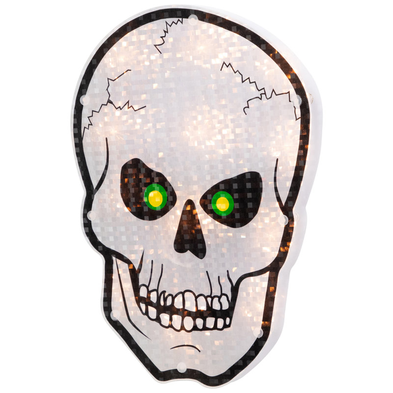 Présentoir à crâne holographique Halloween pour fenêtre