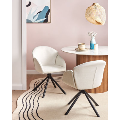 48cm H Polyester Upholstered Upholstered Back Armchair in White