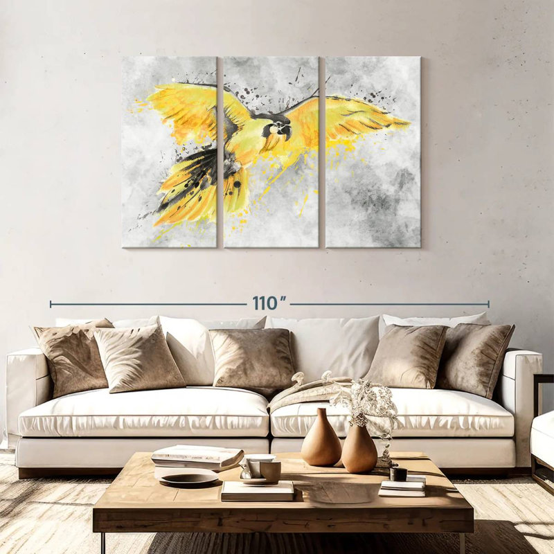 Brampt Yellow Macaw, 48" H x 74" W