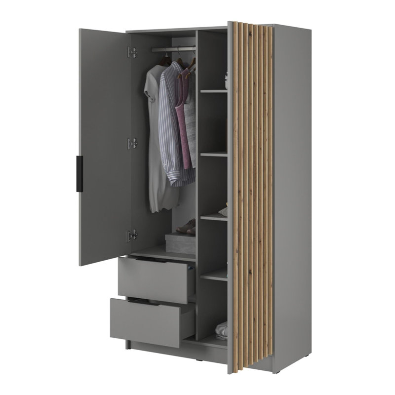 Anzovin 2 Door Wardrobe, Light Grey