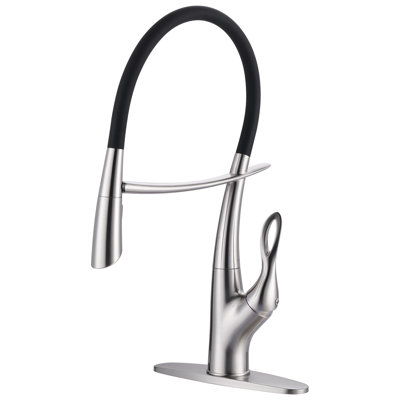 Magnetic Single-Handle Pull-Out Sprayer Kitchen Faucet With Deckplate And Water Supply Line