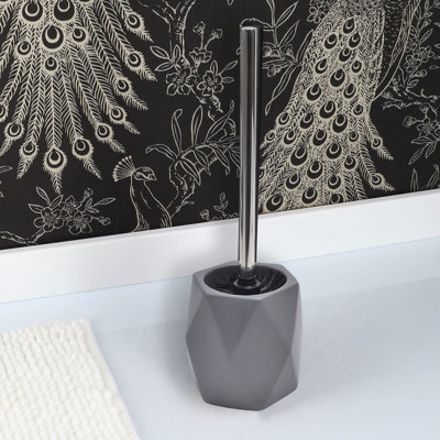 Diamond Stoneware Free Standing Toilet Bowl Brush and Holder Set -  Evideco, 6680181