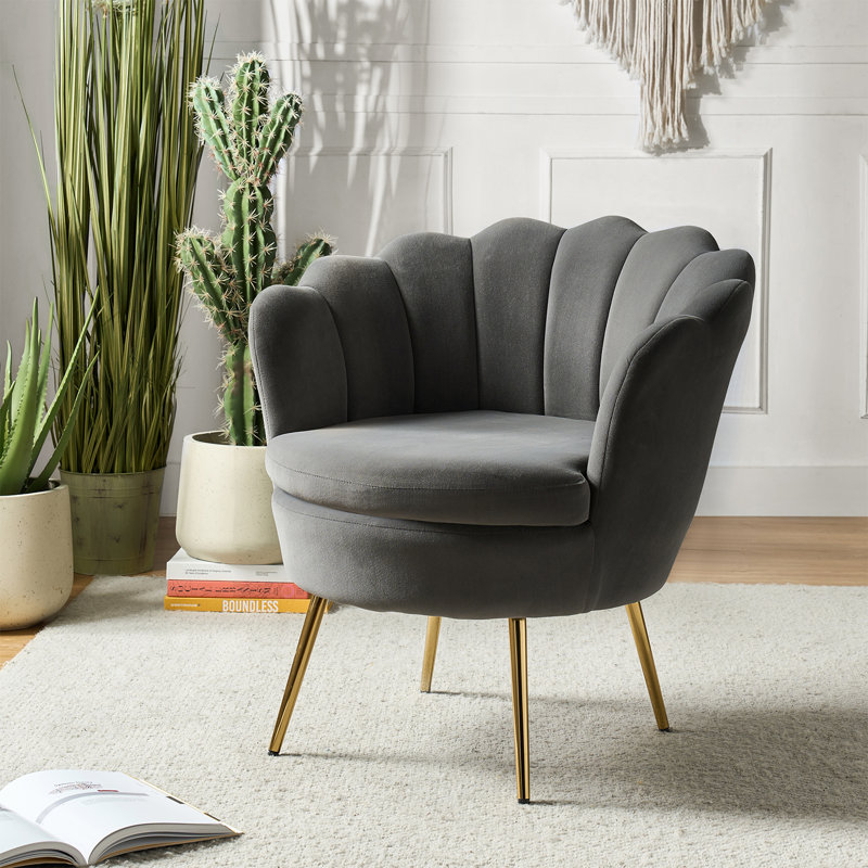 Hendrix Velvet Accent Chair, Grey Velvet
