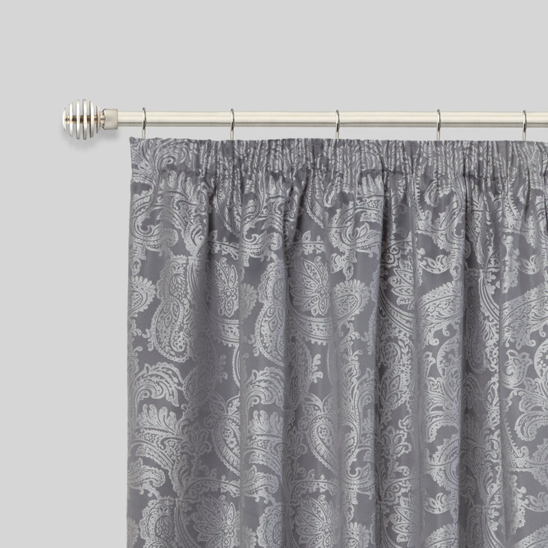 Metal Sliced Stainless Steel Adjustable 2cm Single Curtain Pole, 1.2 - 2.1m, Brushed Silver