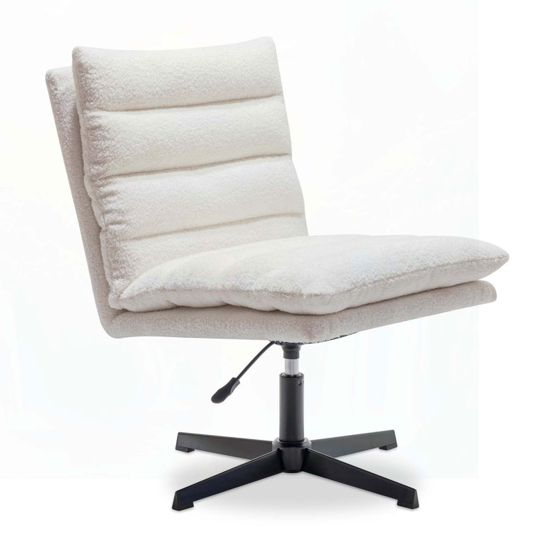 Teddy Fabric Adjustable Armless  360° Swivel Accent Office Chair, White