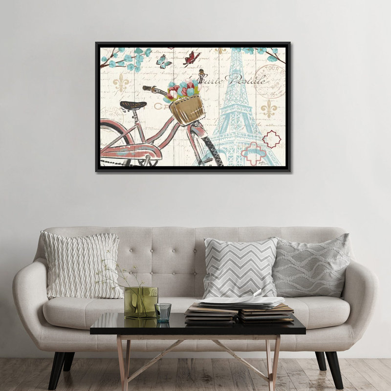 « paris tour i », impression sur toile tendue, Toile avec cadre noir, Pas de tapis, H 32 po x l 48 po x P 1,5 po