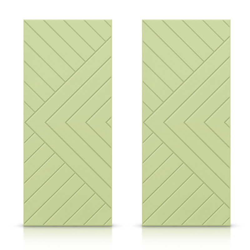 Portes de placard coulissantes à panneaux en bois manufacturé, Vert sauge, 60 po x 96 po