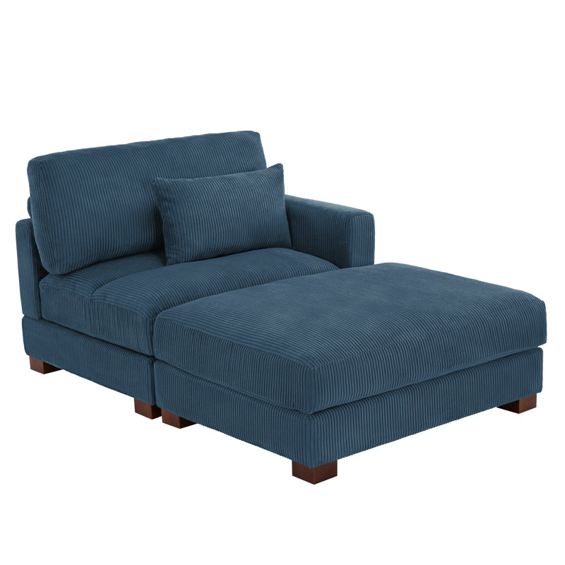 Upholstered Chaise Lounge, Right Hand Facing, Navy