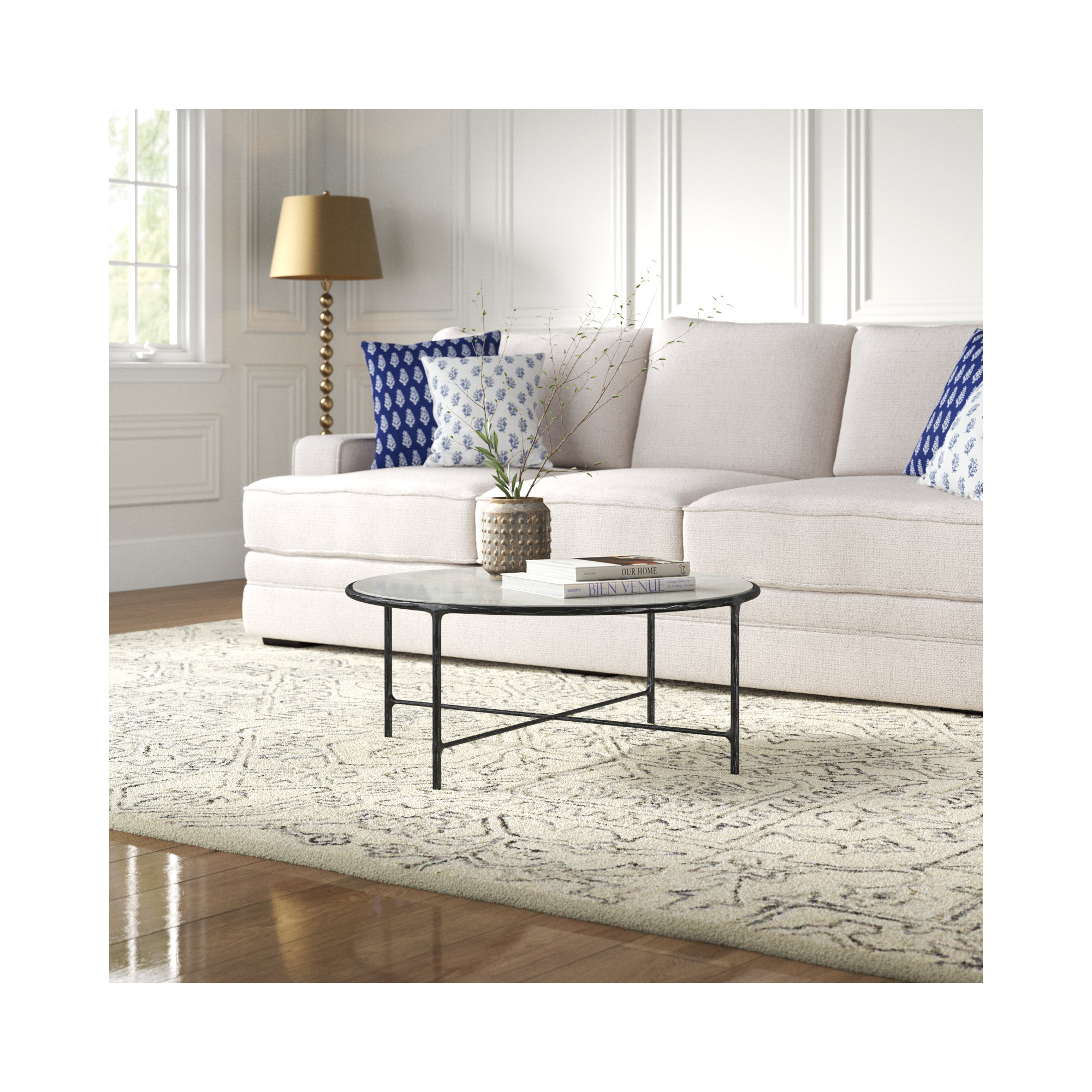 Evelynn Single Coffee Table, Black, White Marble, Marble