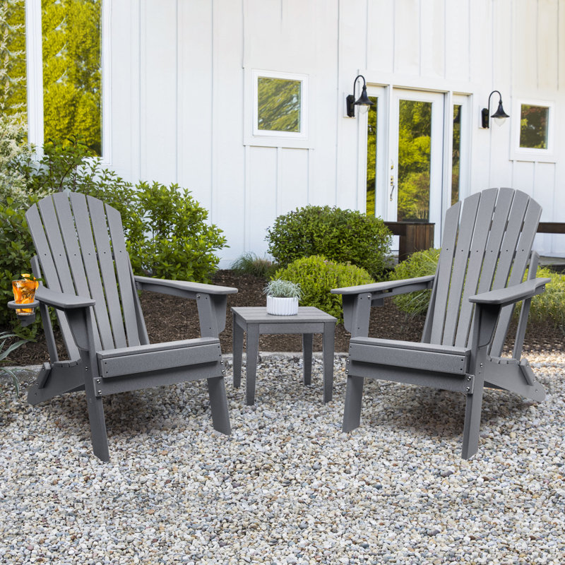 Carbondale Foldable Outdoor Adirondack Chair, Gray