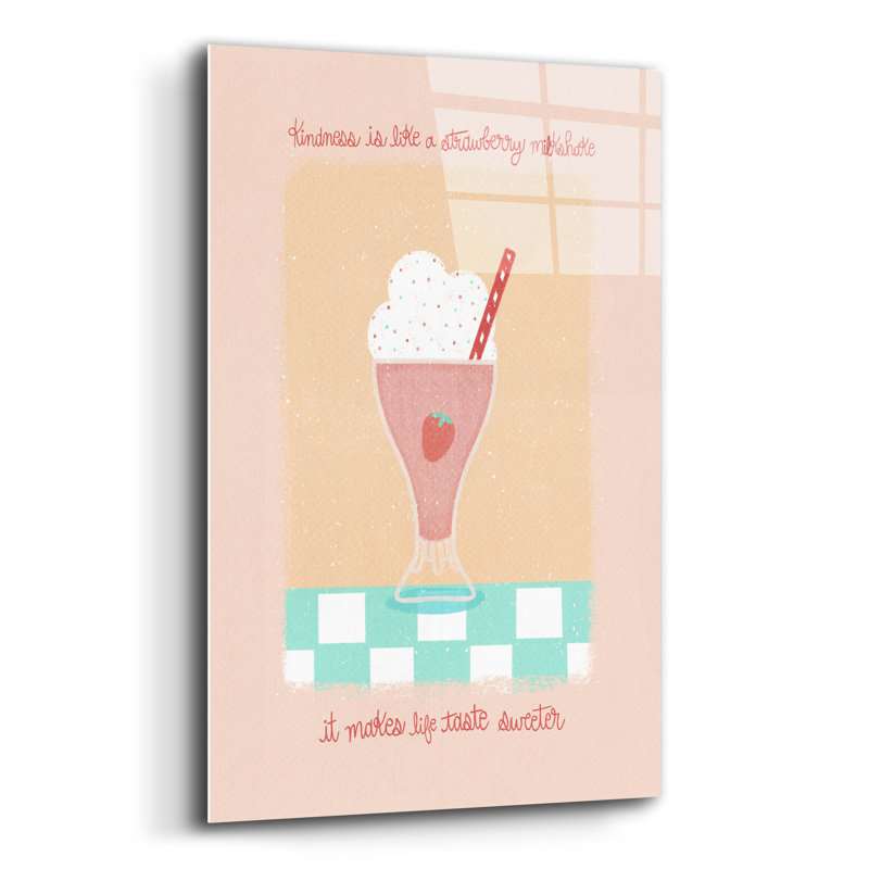 Art mural en verre «Strawberry Milkshake» par Club Daydream, H 16 po x l 12 po x P 0,13 po