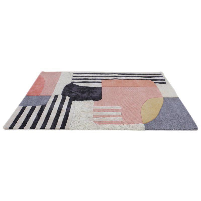 Off Balance Area Rug in Orange/Black/Gray/Blue, Rectangle 5' x 8'