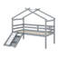 Lit mezzanine bas avec glissade, échelle, barrières de sécurité, cadre de toit de maison-1311862242