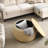 Ottoman 2-in-1 Round Storage End Table, 25.5"x25.5"x14.5" Natural | Natural | Plastic