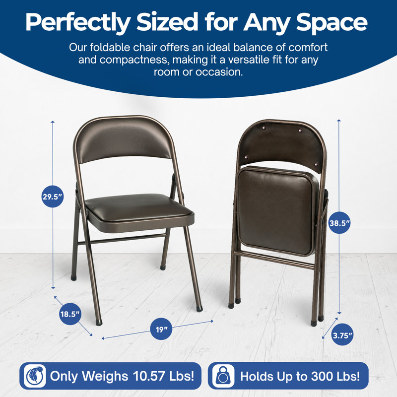Red Barrel Studio® Sudden Comfort Deluxe Cinnabar Vinyl Seat Padded Folding Chair, (Set of 4)