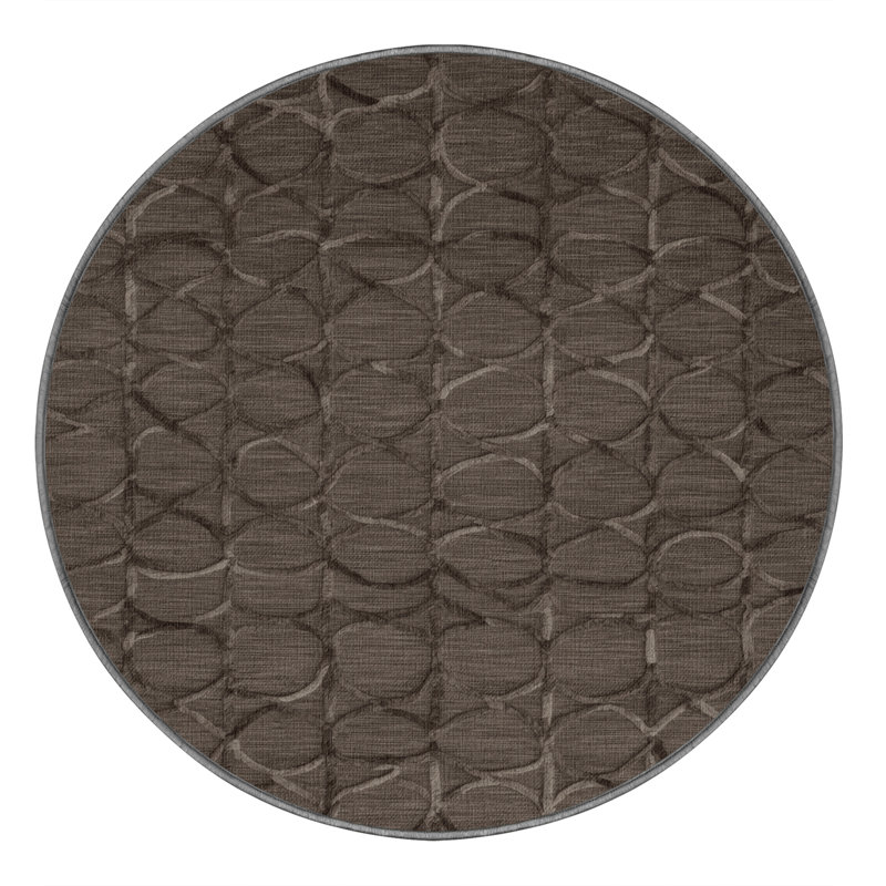 Machine Washable Trellis Gray Area Rug, Round 5'