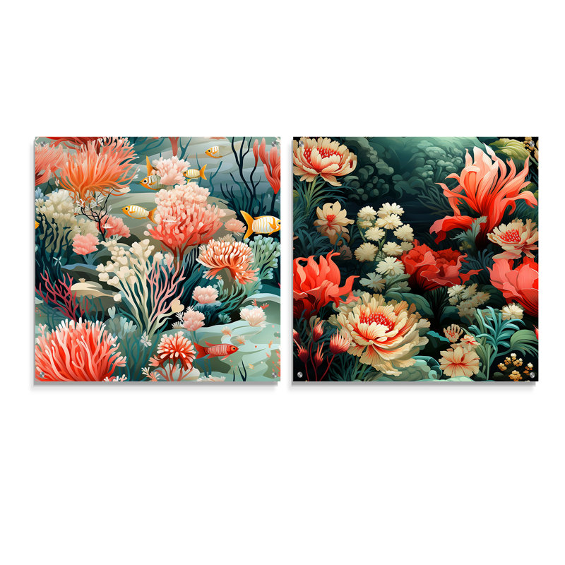 Rosemount - Ensemble de 2 verres muraux en acrylique, H 16 po x l 33 po