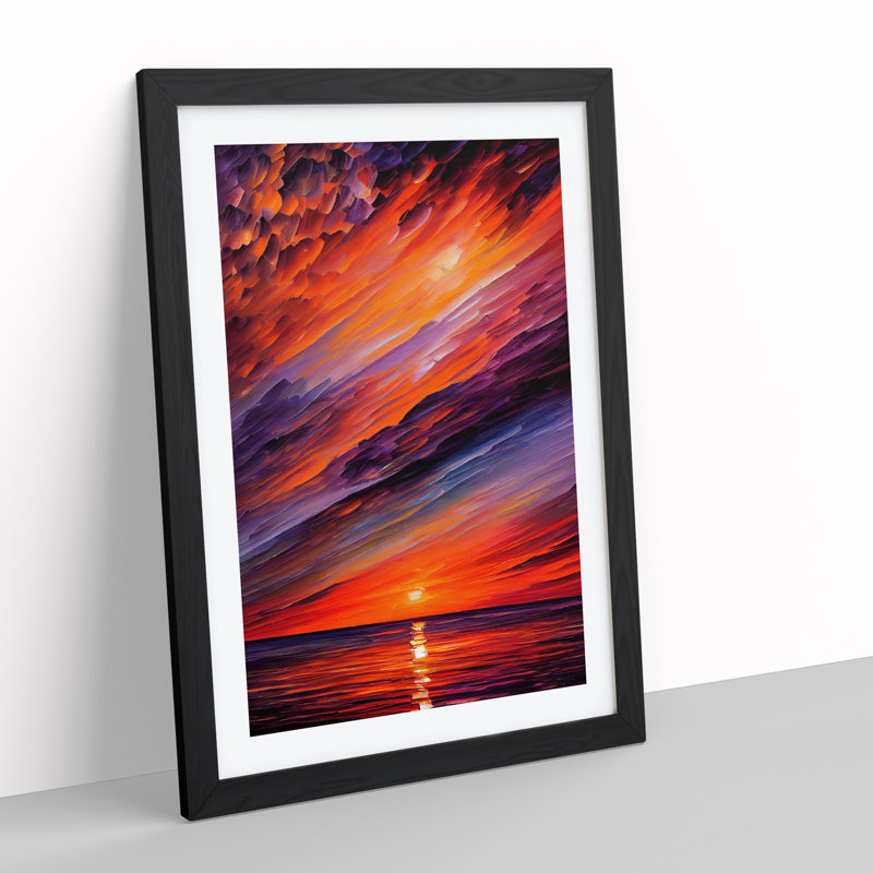 Ocean Sunset View No.3 - Framed Print, Black, 34cm H x 25cm W x 2cm D