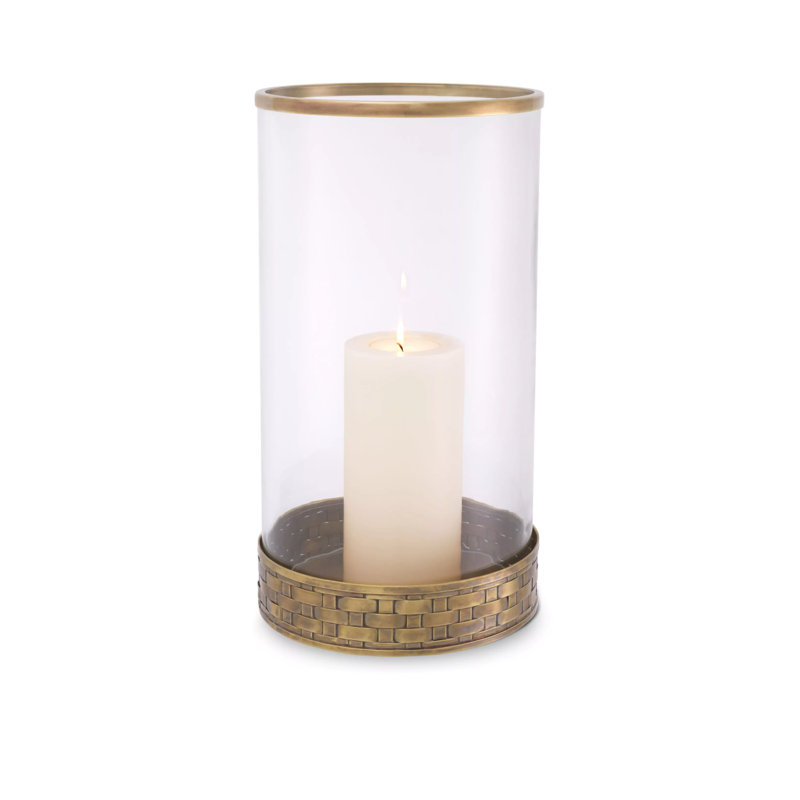 Lausanne Hurricane Candle Holder, Brass, 16.34" H x 8.86" W x 8.86" D