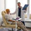 Table d'appoint pivotante à hauteur réglable pour canapé avec base en métal lourd - Table de bout en forme de C pour canapé, lit, salle de bain, bureau et plateau de télévision - Conception robuste et peu encombrante-1305750581-1305750578