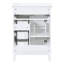 Meuble-lavabo 24 po avec lavabo en céramique, structure en bois massif et armoire en panneau de fibres à densité moyenne, 1 porte, tiroir rabattable et 3 tiroirs, meuble-lavabo à fermeture en douceur avec tablette réglable et poignées argentées-132981521