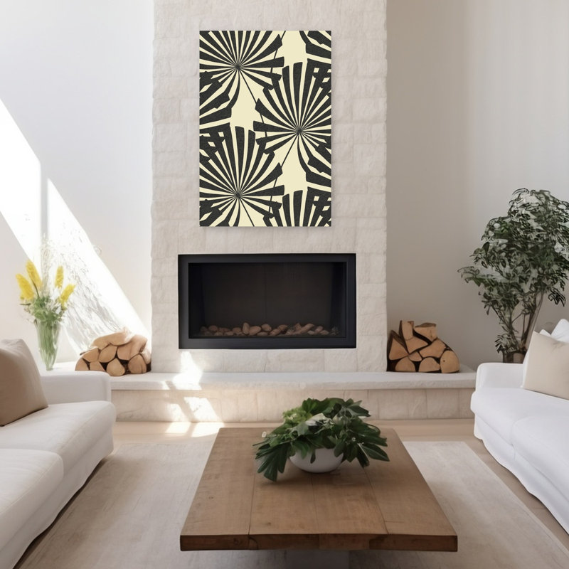 Motif géométrique de soleil levant abstrait géométrique, H 48 po x l 32 po
