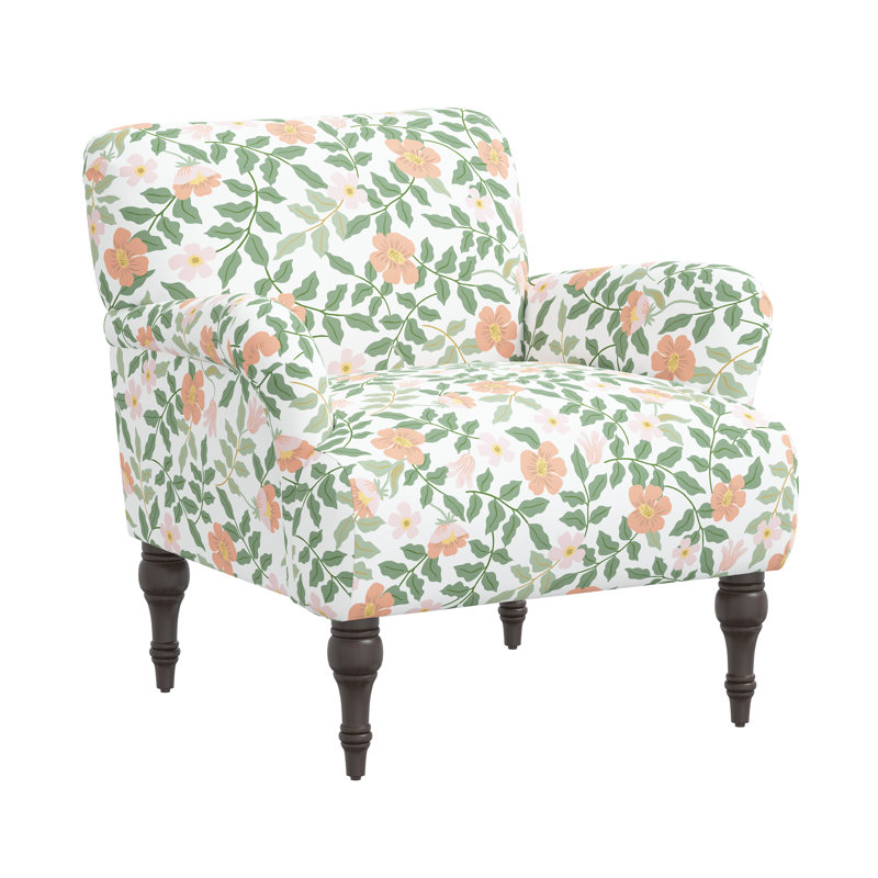 Rifle Paper Co. x Cloth & Company Bristol Armchair, Rpc Primrose Blush & Cream Linen, Espresso