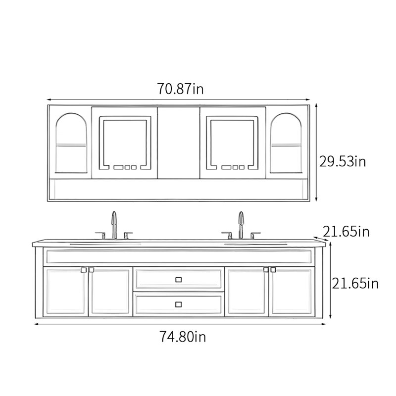 Bosse, 21.65" H x 74.8" W x 21.65" D