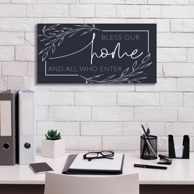 "Bless our home and all qui entre" par Lux + Me - art textuel sur toile tendue