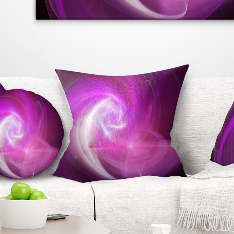 Pink Fractal Abstract - Coussin décoratif imprimé abstrait, 16 po x 1 po, Carré