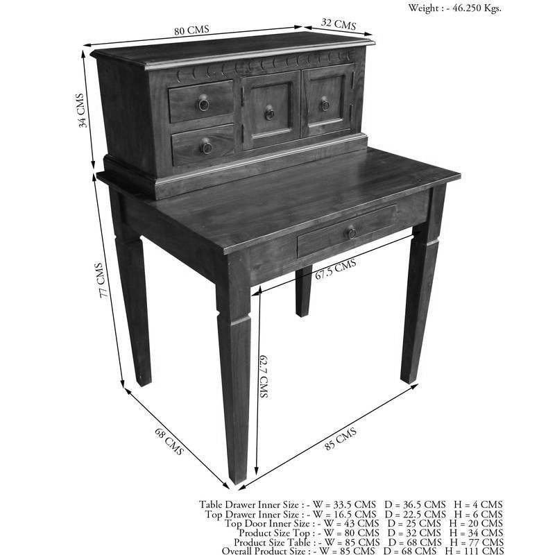 Oxford Solid Wood Writing Desk, Honey