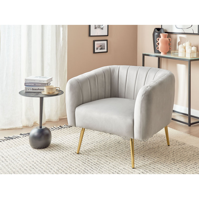 Jairo Velvet Barrel Chair, Grey Velvet