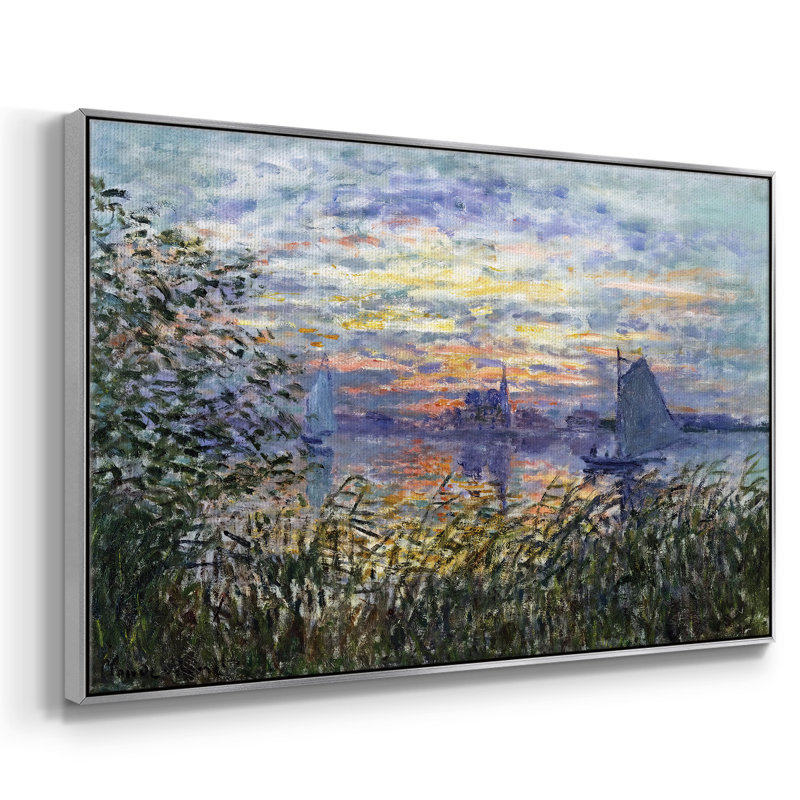 " Sunset On The Seine, 1874 ", 17" H x 25" W x 2" D, Silver