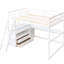 Lit mezzanine avec bureau, tablettes et deux grands tiroirs - Tablettes de bureau plateforme blanches, ajout de chambre inclus-660242973-660242972