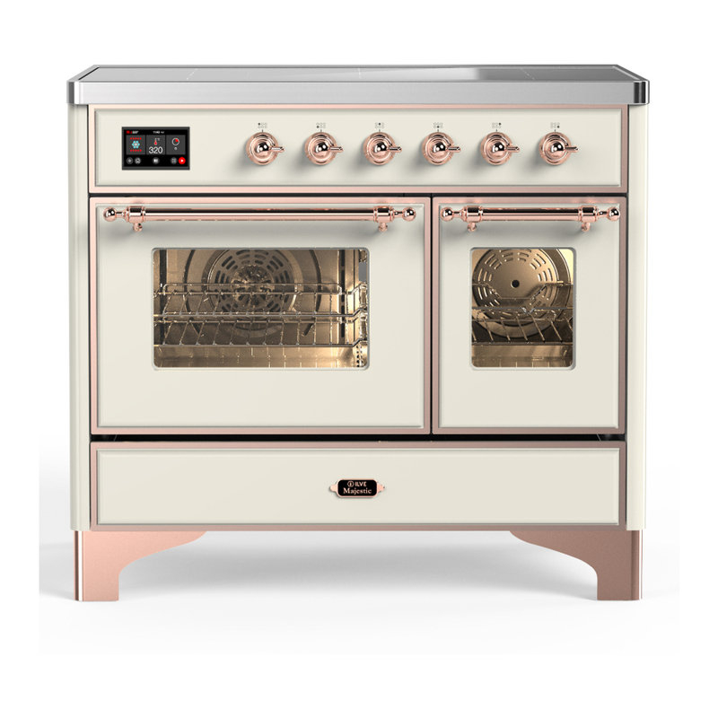 Majestic III Series 40 Inch Induction Range with 6 Induction Elements in Antique White (Copper Trim), Copper, Antique White