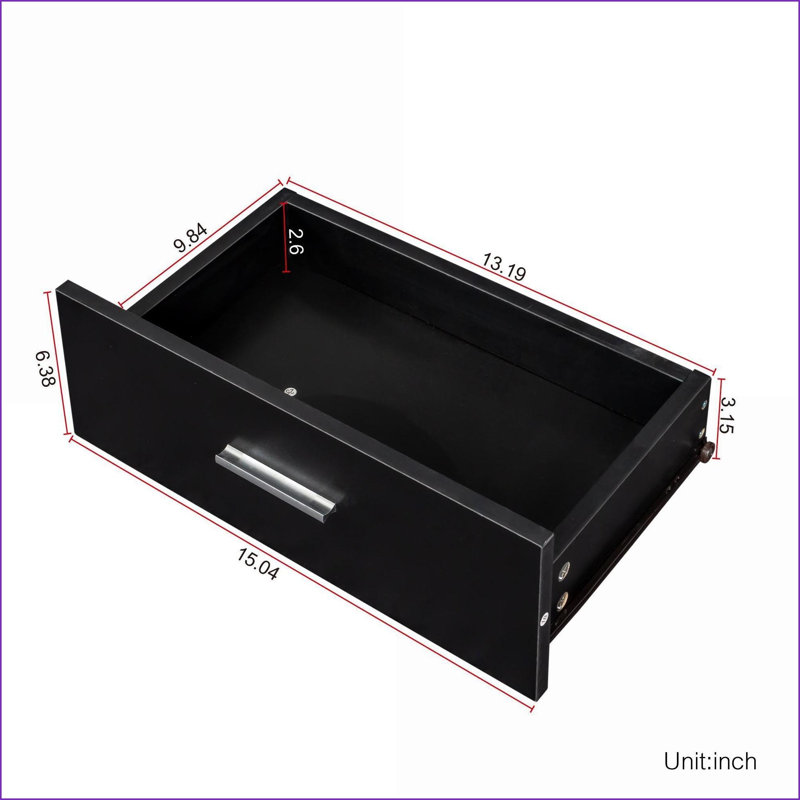 Bureau de coiffage, rangement noir multicouches moderne avec tiroirs et amp; Armoire | Noir | Panneau de fibres à densité moyenne