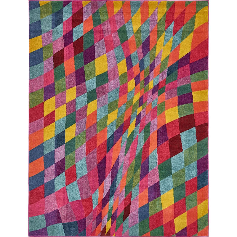 Auyeung Washable Geometric Indoor Rug, Rectangle 3'3" x 5'3"
