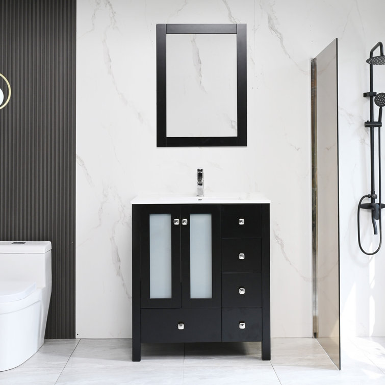 Cherill 30'' Free-standing Single Bathroom Vanity with Ceramic Vanity Top (similar to stock photo)