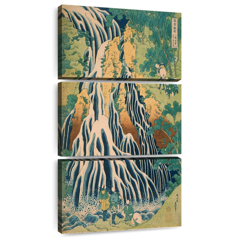 Pèlerins à la cascade de Kirifuri, H 32 po x l 15 po
