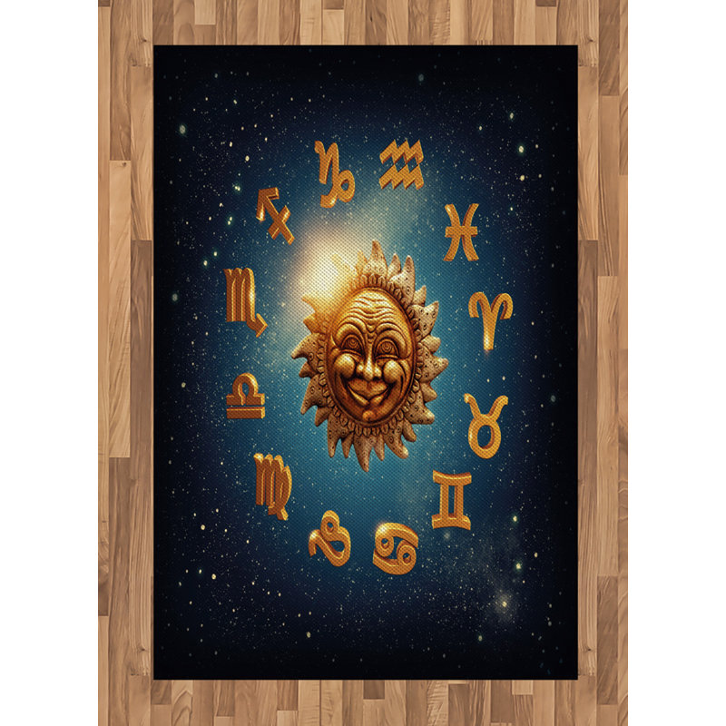 Astrology High Density Long Fiber Poly Threads Decorative Area Rug Carpet, Rectangle 4' x 5'8"