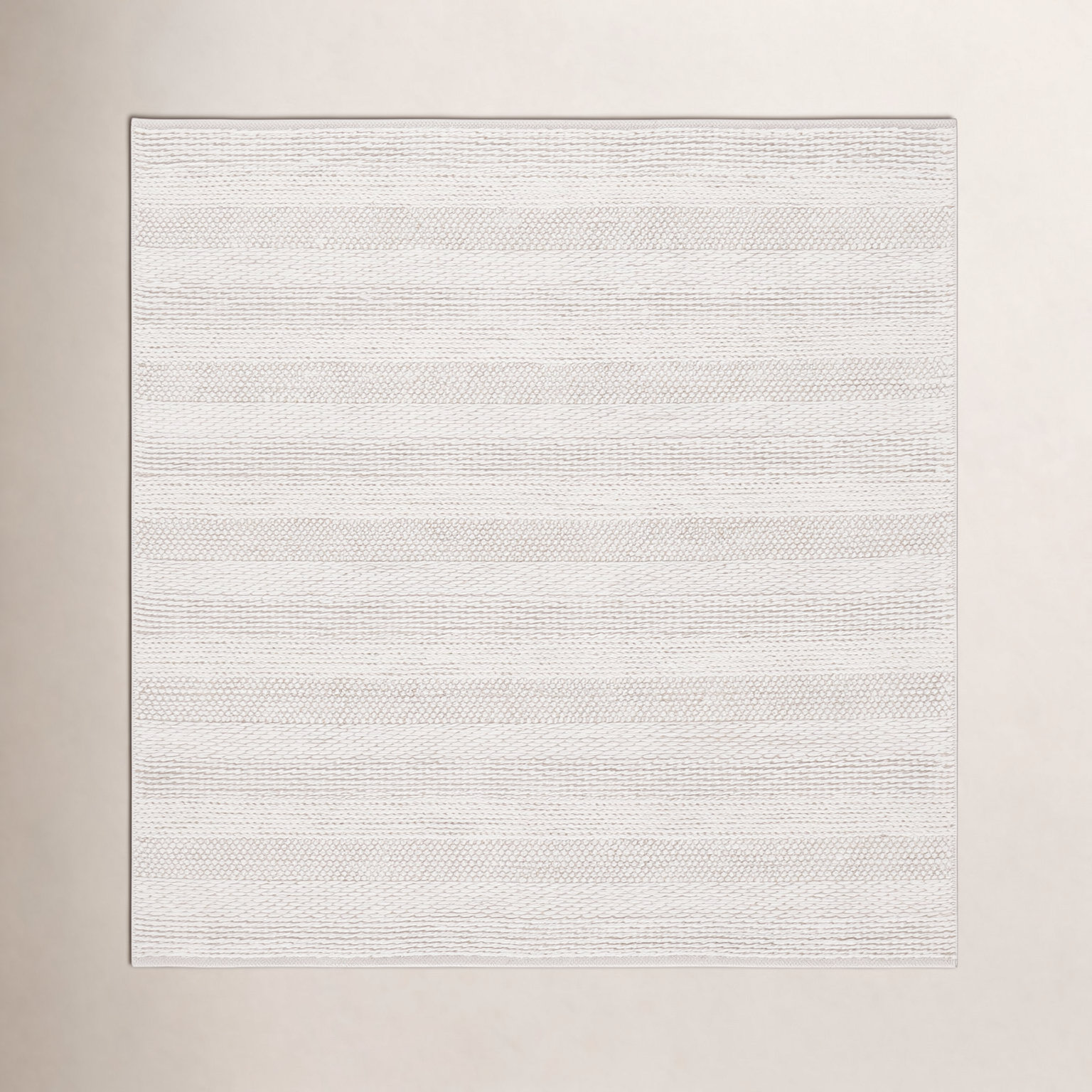 Daisy Ivory Hand-Woven Striped Rug, Square 6'