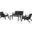 Ensemble de mobilier de patio 4 pièces comprenant 2 fauteuils et une table basse, idéal pour se détendre au bord de la piscine, noir, adapté à la détente en extérieur.