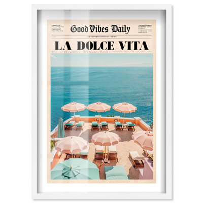 Good Vibes Daily Shadowbox Print Retro Glam Decor by Notoriart, Blonde Frame, 36 x 54