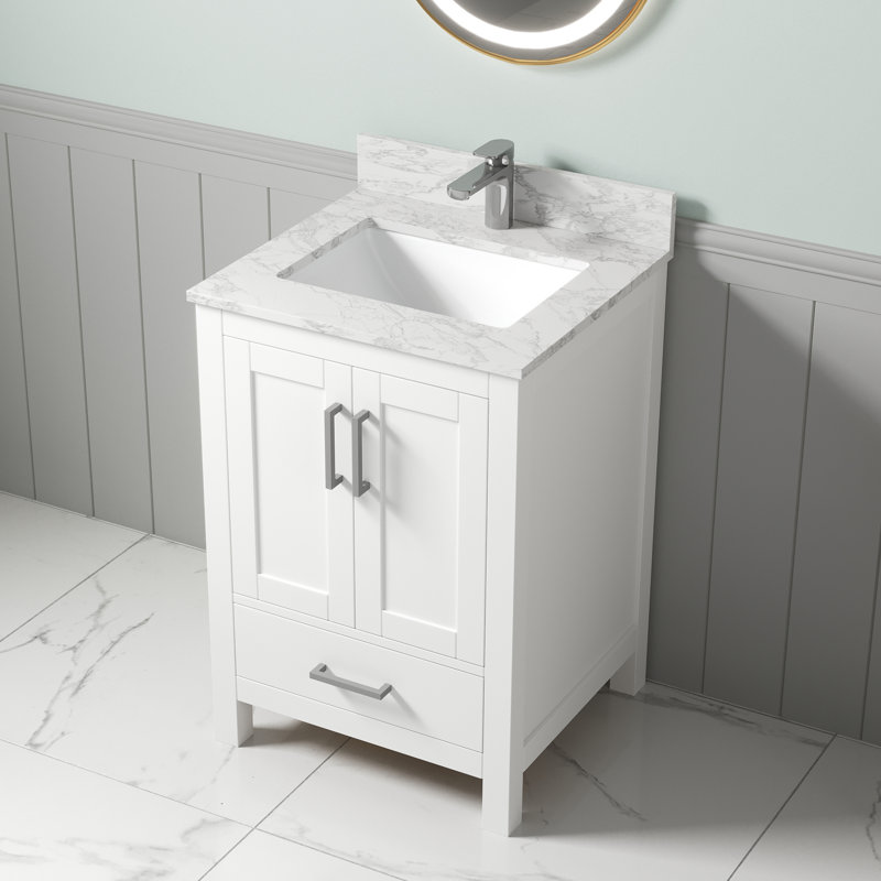 24"Single-Sink Bathroom Vanity With Solid Surface Top